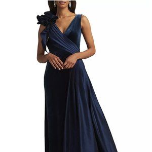 Tadashi Shoji blue taffeta and velvet gown